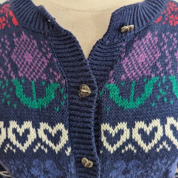 Vintage Women's Heart Cardigan and Heart Buttons Small Oversized 1980s - Picture 4 of 7